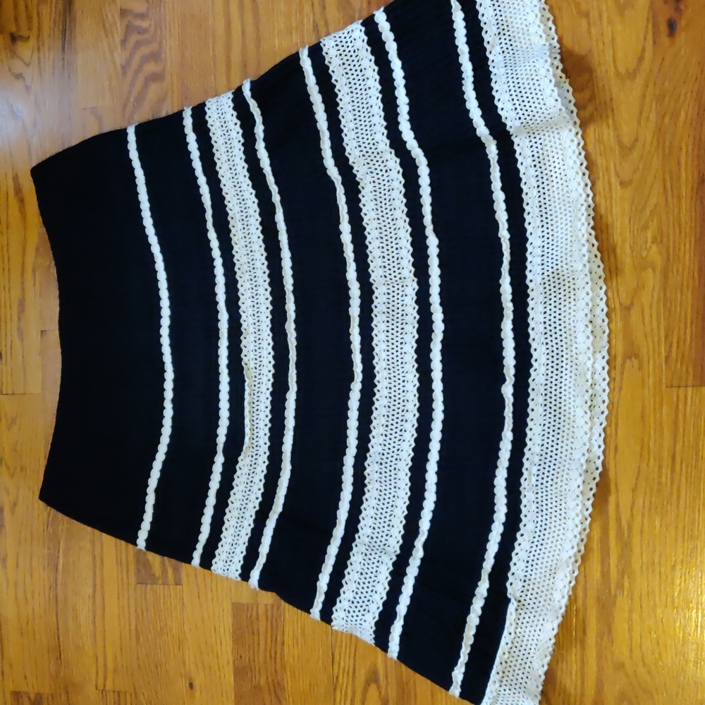 Talbot's black skirt with cream lace trim